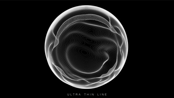 超细线流体几何。动态矢量扭曲球体。图片下载