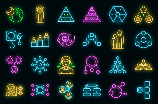 层级结构霓虹图标矢量图图片下载