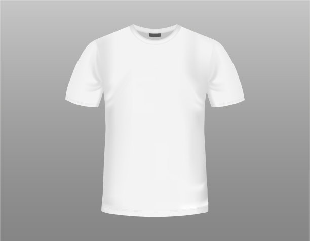 白色t恤模型。向量现实的模板。男女时装设计空白。前视图。EPS10。图片下载