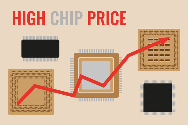 半导体芯片价格上涨图表。芯片短缺的概念。图片下载