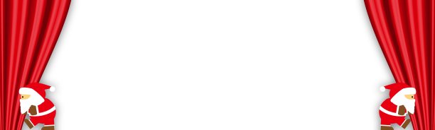 横幅背景与圣诞老人打开红色窗帘图片下载