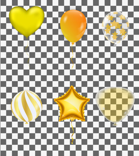 颜色光泽的黄色气球和小旗帜背景矢量插图EPS10图片下载