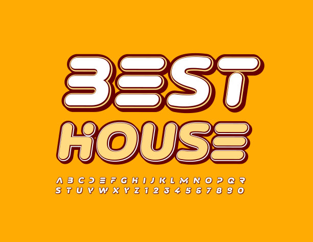 向量创意徽章最佳住宅。艺术字母字母和数字图片下载