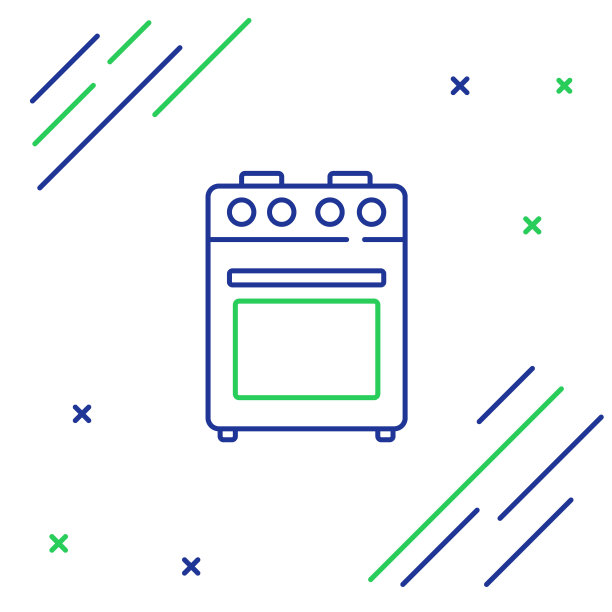 线烤箱图标孤立在白色背景。煤气灶标志。色彩斑斓的轮廓的概念。向量图片下载