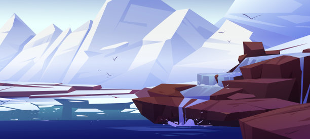 瀑布在冬季风景景观水溪图片下载