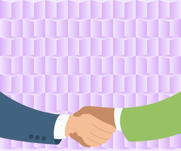 两个画着纸背景的男人握手图片下载