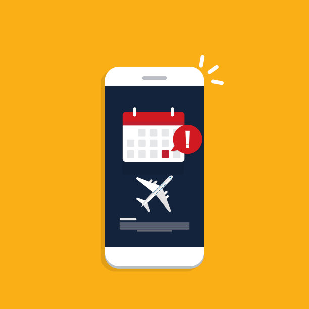 航班延误信息或旅行日程。在线提醒。手机上重要航班起飞通知信息。矢量图图片下载