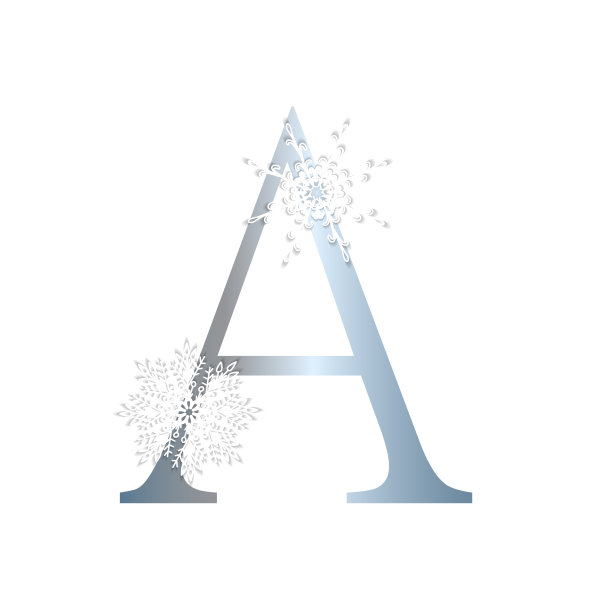 字母冬季风格。信与雪花。图片下载