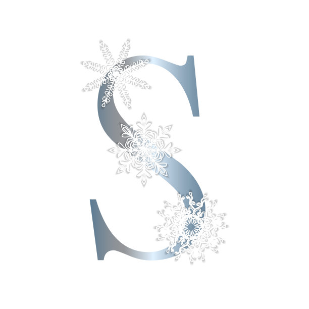 字母冬季风格。信与雪花。图片下载