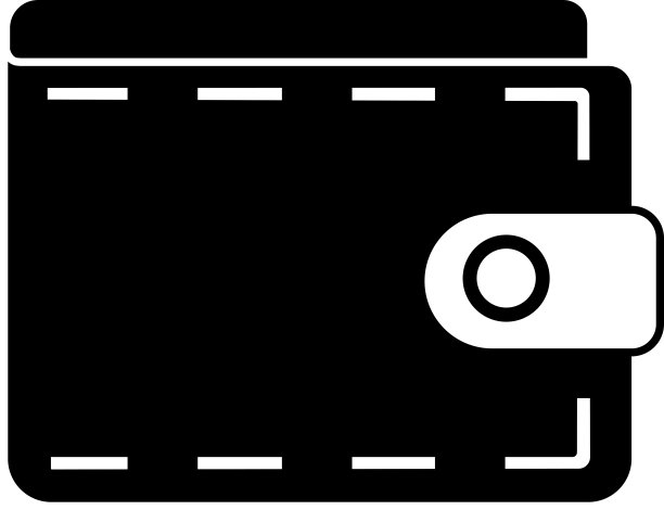 钱夹图标，黑色轮廓。在白色背景上突出显示。图片下载