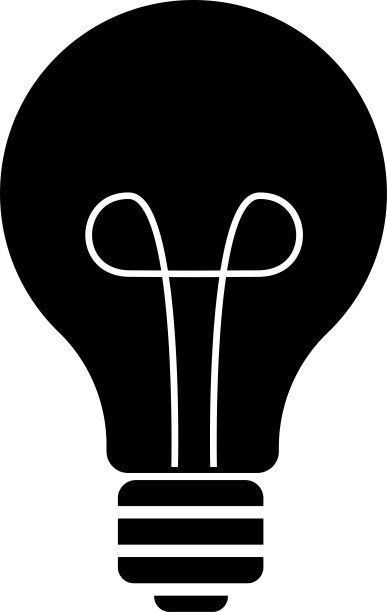 灯泡图标，黑色轮廓。在白色背景上突出显示。图片下载