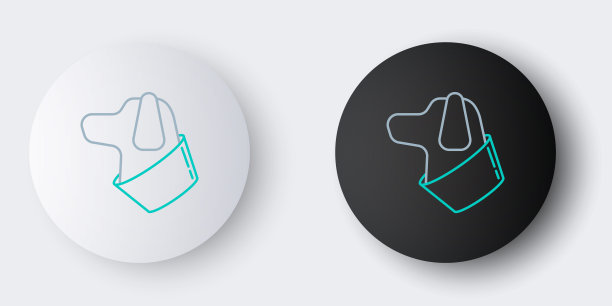 线狗图标孤立在灰色背景。色彩斑斓的轮廓的概念。向量图片下载