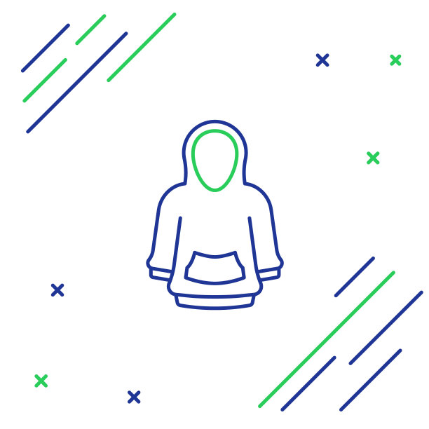 线帽衫图标孤立的白色背景。连帽运动衫。色彩斑斓的轮廓的概念。向量图片下载