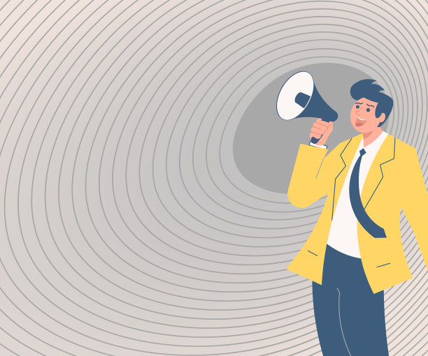 一个人拿着扩音器指着远处图片下载