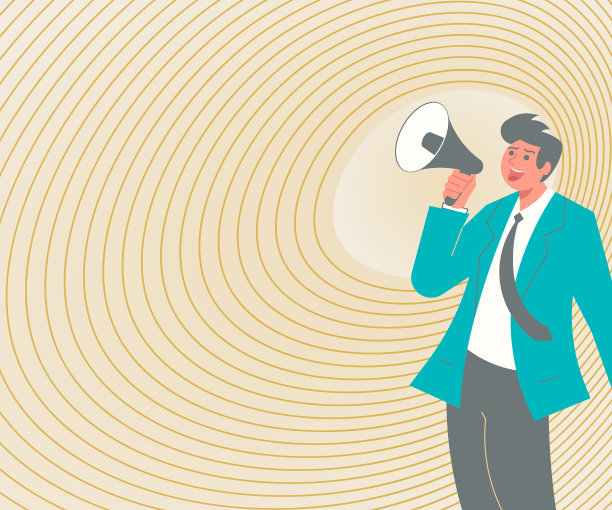 一个人拿着扩音器指着远处图片下载