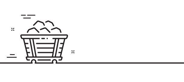 煤电车线路图标。我的车的迹象。最小的线条图案横幅。向量图片下载