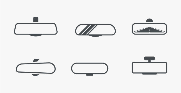 汽车后视镜，驾驶室玻璃。矢量后视镜内车插图安全图片下载