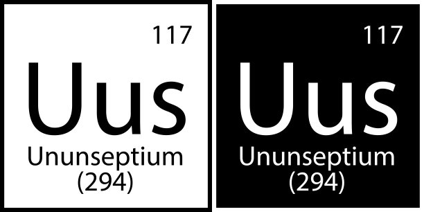 Ununseptium象征。黑白方块。化学元素。门捷列夫元素周期表。矢量插图。股票的形象。图片下载