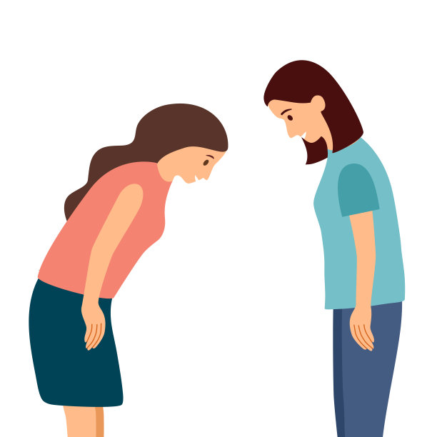 两位女士点头致意。感谢或尊重的表达。亚洲人如韩国人或日本人的礼貌问候。图片下载