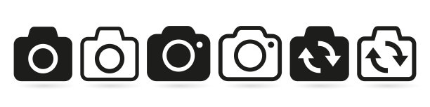 照片相机图标集，矢量插图图片下载