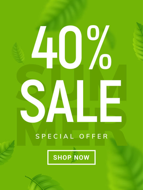 夏季销售横幅背景。矢量夏季通关40%热带特价设计图片下载
