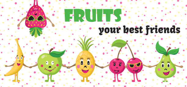 可爱的水果矢量设计。卡通插图草图。给最好的朋友的贺卡。矢量插图。有趣的孩子们的性格。图片下载