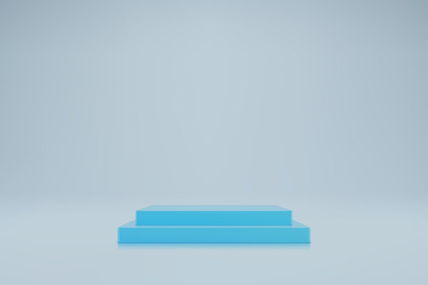 3D柔和的蓝色立方讲台上的光的背景图片下载