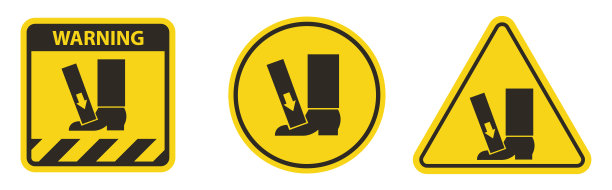 脚挤压力从上面符号标志白色背景图片下载