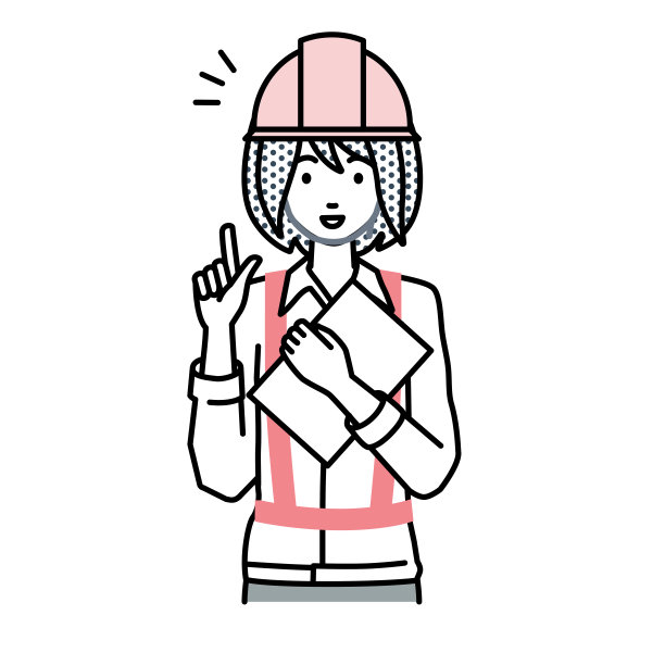 一名在建筑工地工作的妇女站在那里用手指指点着想法图片下载