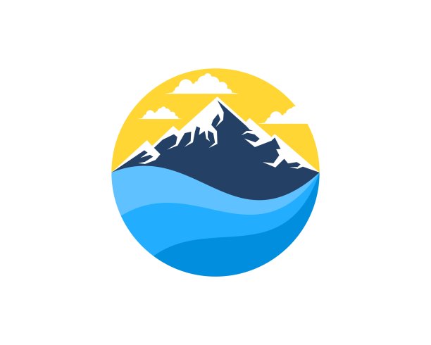 圆形与抽象的海滩波和山图片下载