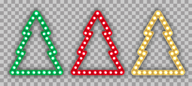 矢量复古广告牌和圣诞树在透明的背景图片下载