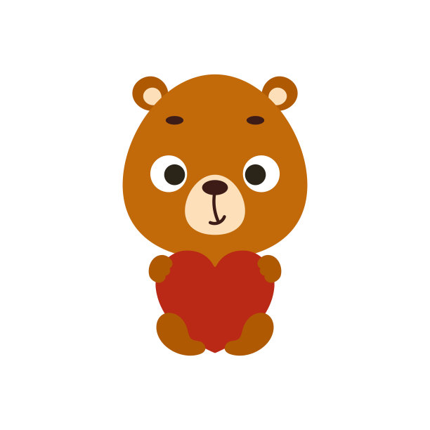 可爱的小坐熊保持hart在白色的背景。卡通动物人物为孩子的卡，婴儿淋浴，邀请，海报，t恤组成，房子内部。矢量插图。图片下载