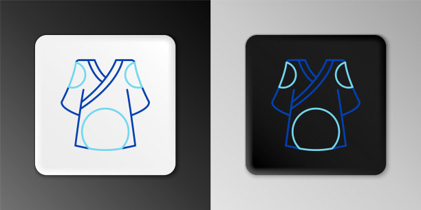 线和服图标孤立的灰色背景。中国人、日本人、朝鲜人、越南人穿着民族服装、和服。亚洲传统服装。色彩斑斓的轮廓的概念。向量图片下载