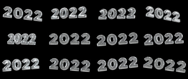 Pack Of Modern Silver 2022 balloon On Black - 3D插图图片下载