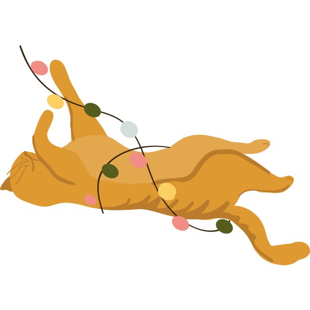 搞笑猫玩圣诞灯矢量图标图片下载