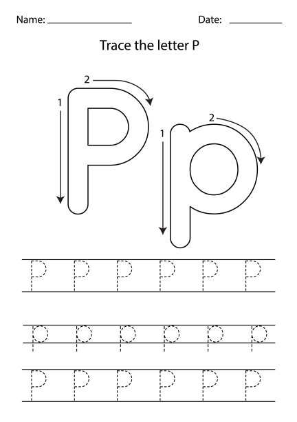 为孩子学习英文字母。字母P。图片下载