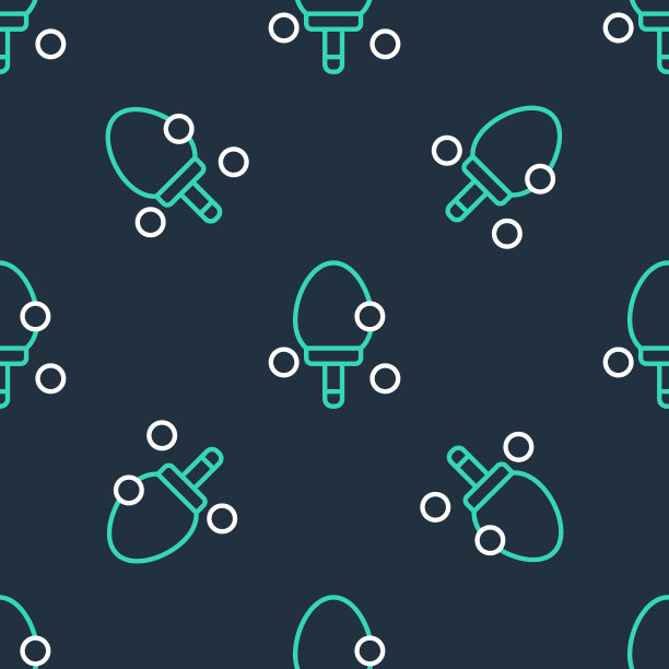 线拍打乒乓球图标孤立无缝图案黑色背景。向量图片下载