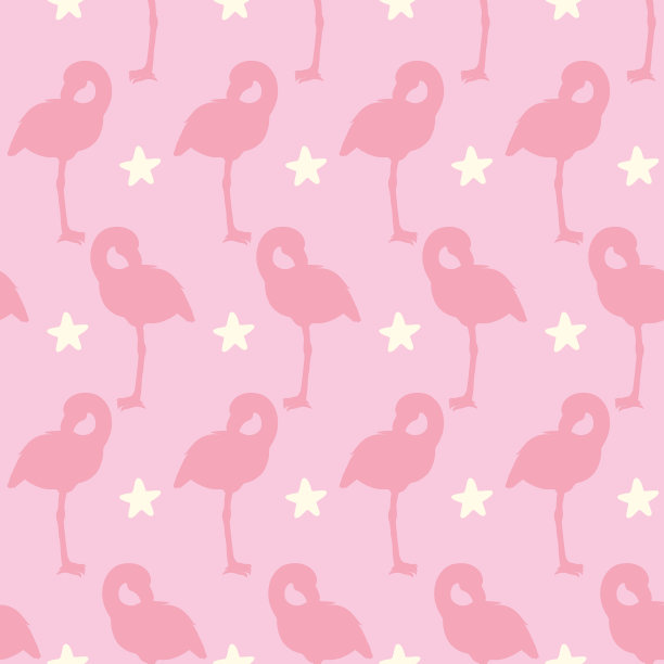 火烈鸟无缝模式。织物的矢量背景设计图片下载