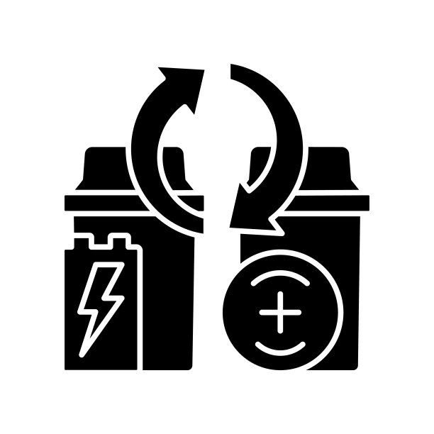 电池回收站黑色字形图标图片下载