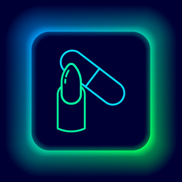 发光的霓虹灯线指甲文件图标孤立在黑色背景。修指甲的工具。色彩斑斓的轮廓的概念。向量图片下载