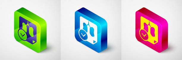 等距肺x射线诊断图标孤立的灰色背景。肺部的快照。方形按钮。向量图片下载