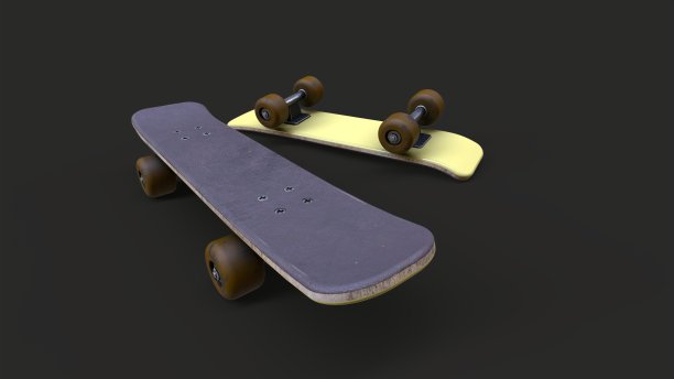 两个滑板孤立在深灰色无限背景3D渲染图像图片下载