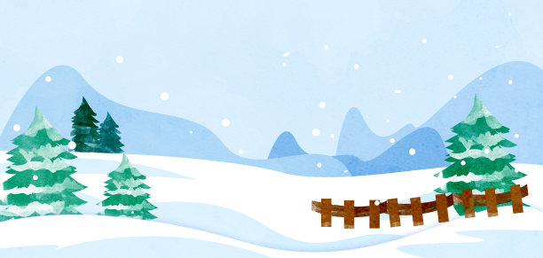 冬季水彩雪景图片下载
