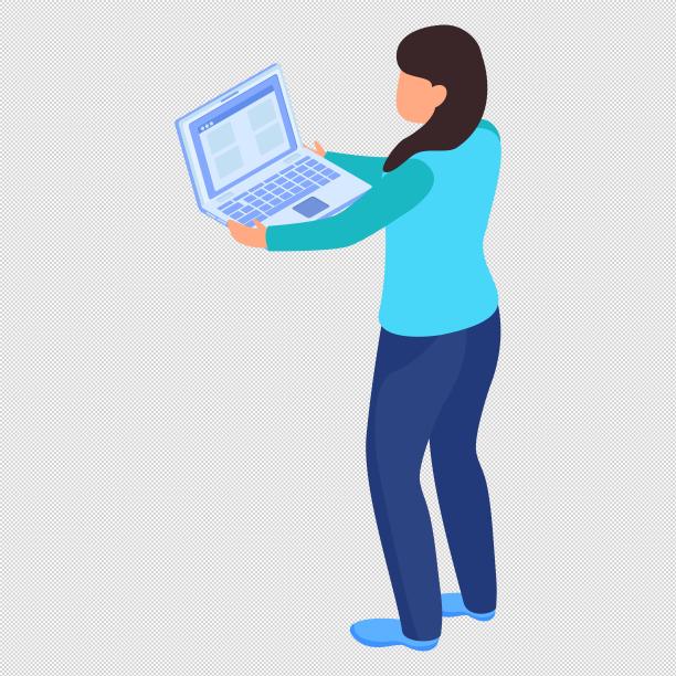 女孩拿着电脑笔记本图片下载