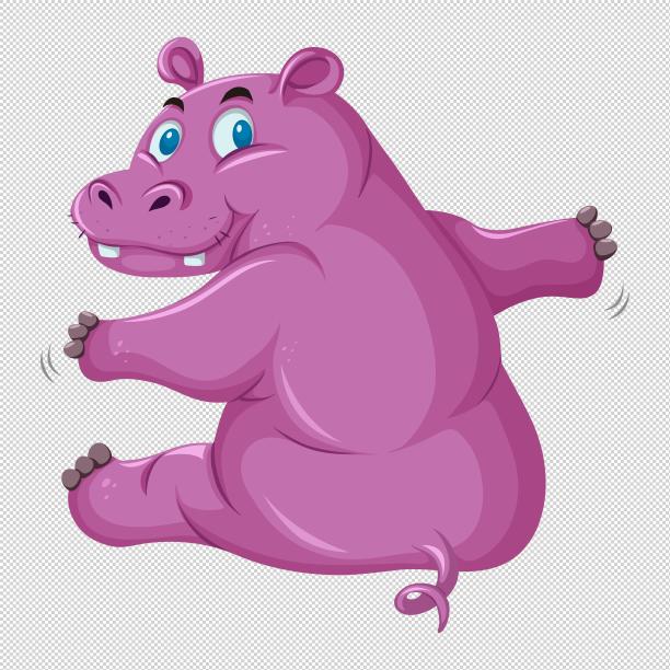 卡通河马紫色动物图片下载