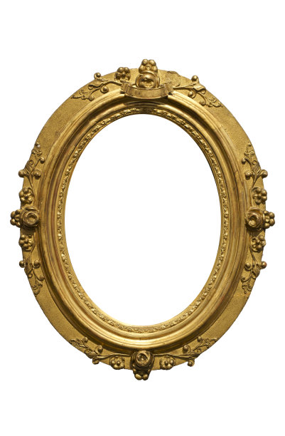 金色的框架在一个白色的空白背景上的经典巴洛克风格的图片。图片下载