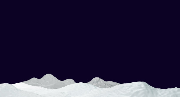 雪地与山丘和雪山，3d渲染。冬季景观背景，3d插图。图片下载