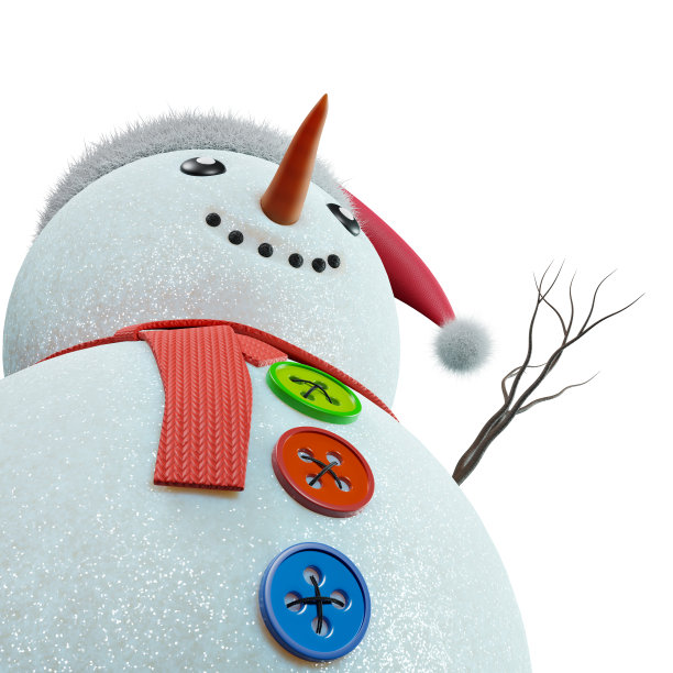 巨大的雪人，底部视图。大型3D雪人孤立在白色的背景。3 d渲染。圣诞节大减价。图片下载