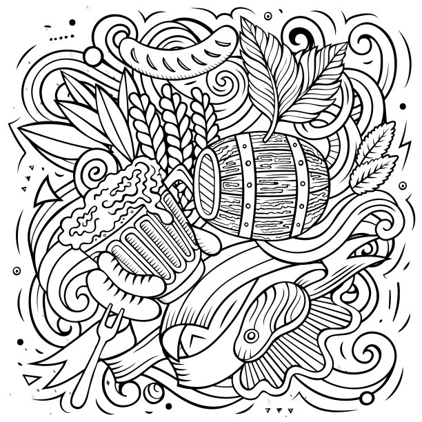 德国卡通矢量涂鸦插图图片下载