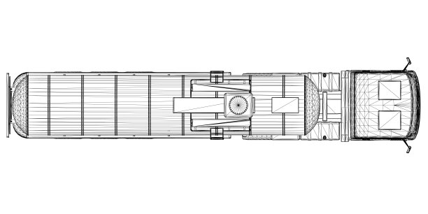 油罐车的线框，从白色背景上隔离的黑色线条中运输汽油。装有坦克的卡车，用来运输货物。从以上观点。3 d。矢量图图片下载
